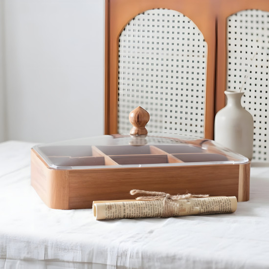 Wooden Six-Section Serving Platter